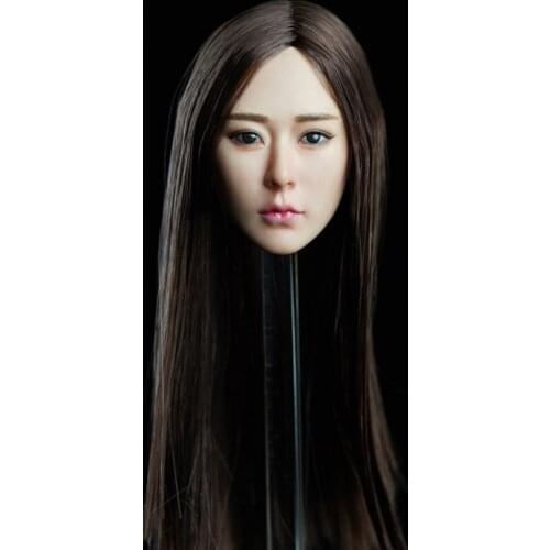 SDH014 1/6 Scale Female Head Carving Black Hair Asian Beuty Head Sculpture For 12" Action Figure Body