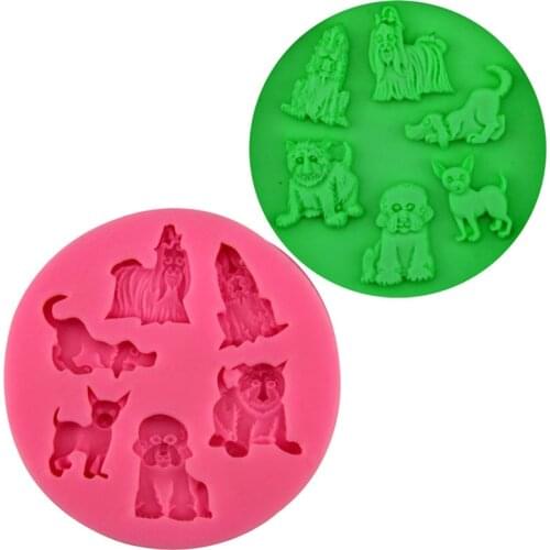 Six different dog shape silicone mold chocolate flip sugar cake baking mold hand-decorated drip adhesive ornaments