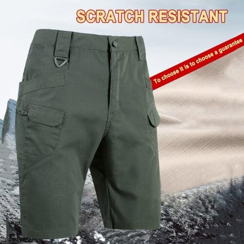 Cargo Casual Shorts Mens Military Solid Tactical Short Multi Pocket Fitness Work Summer Male 4 Colors No Belt Pants 2021