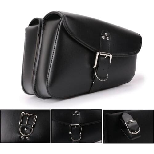 Motorcycle PU Leather Saddle Bags Luggage Black Left+Right Side Tool Bag For Yamaha Universal Toolkit