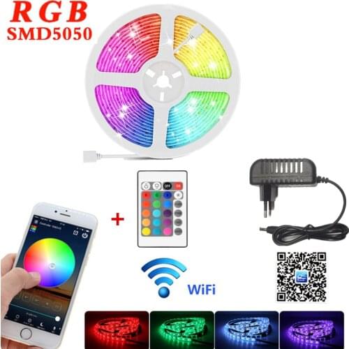 5M 10M 15M LED strip light 12V Smart WIFI control RGB luces led lights strips 5050SMD Flexible tape lamp waterproof Lighting