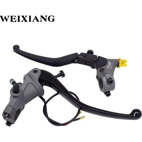 Universal 7/8" 22mm Front Left & Right Motorcycle Push Type Brake Pump Adjuatble Master Cylinder Black Disc Brake Lever