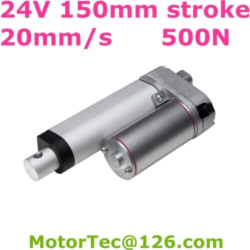 24V 20mm/s speed 150mm stroke 500N 50KG 110 lbs load Waterproof electric mini linear actuator free shipping