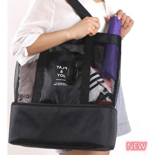 Women Swimming Bag Rucksack Handbags Dry Wet Shoulder Bag Multifunctional Beach Pool Pouch Mesh Bag For Picnic Swimming Travel