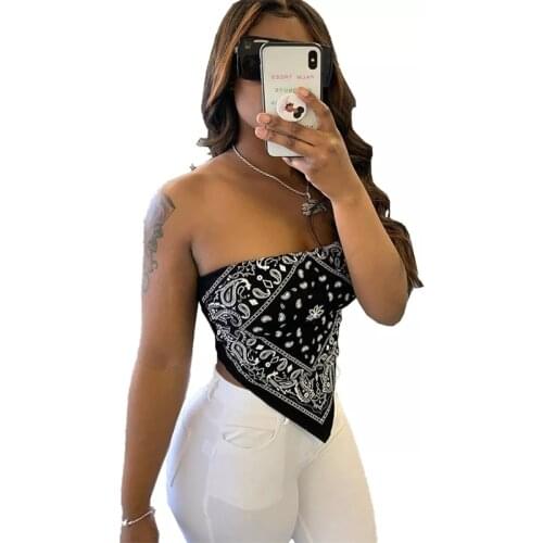 Women Sexy Tank Tops 2021 Summer Butterfly Print Square Scarf Wrapped Tube Top Vest Womens Fashion Streetwear Y2k Tops