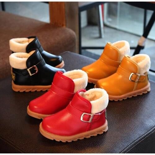 2019 Winter Girls Ankle Boots Fashion Kids Boots Casual Warm Cotton Princess Sweet Big Children Girl Ankle Shoes 3 Colors Cute