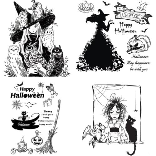 1/6pcs Halloween Series Silicone Clear Seal Stamp DIY Scrapbooking Embossing Photo Album Decorative Paper Card Craft