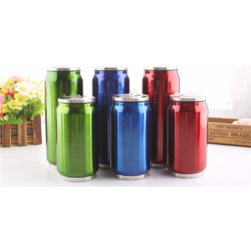 1PC Creative Stainless Steel Thermos Cup Mini Bottle Vacuum Flask Straw Coffee Thermal Thermoses Cans Cups Thermocup Mug KL 3071