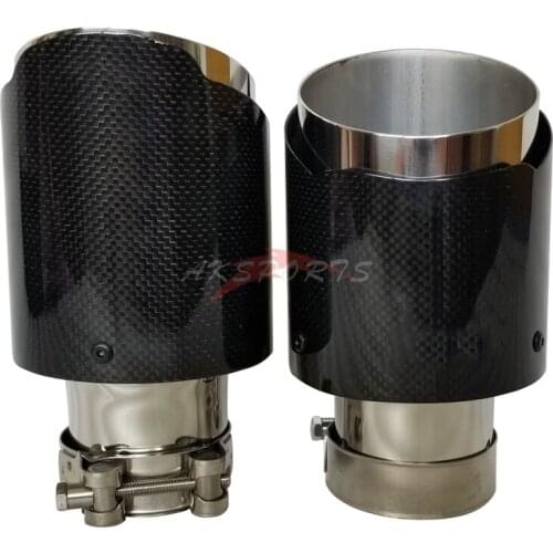 1PC Car Styling Glossy Stainless Steel A Muffler End Pipe Exhaust Pipe Tip Muffler Pipe Universal Carbon Exhaust Tips