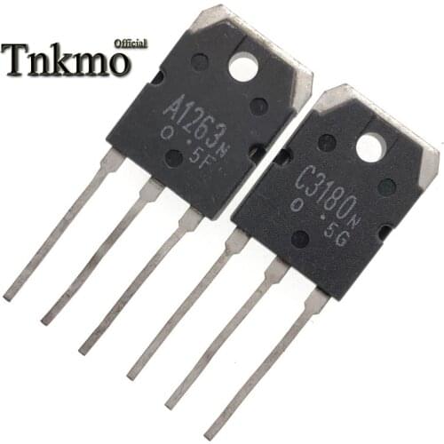 10Pairs 2SA1263 TO-3P 2SA1263N A1263N + 2SC3180 2SC3180N C3180N TO3P SILICON NPN PNP TRIPLE DIFFUSED TYPE free delivery
