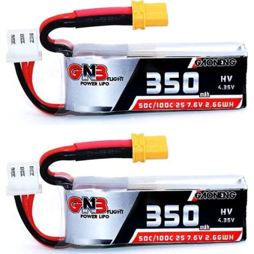 2PCS GNB Gaoneng 2S 350mah 7.6V HV 50C/100C Lipo battery with XT30 Plug for BETAFPV Beta75X 2S Beta65X 2S Tiny Whoop Drones
