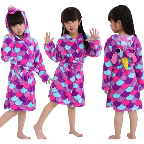2020 Winter Flannel Soft Warm Kigurumi Boys Girls Unicorn Bathrobes Children Sleepwear Pyjamas Kids Pijamas Unicornio