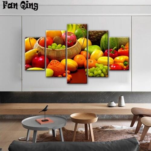 5pcs/set DIY 5D Full square/round Diamond Painting Various fruits Embroidery Cross Stitch Kit Rhinestone Home Decor