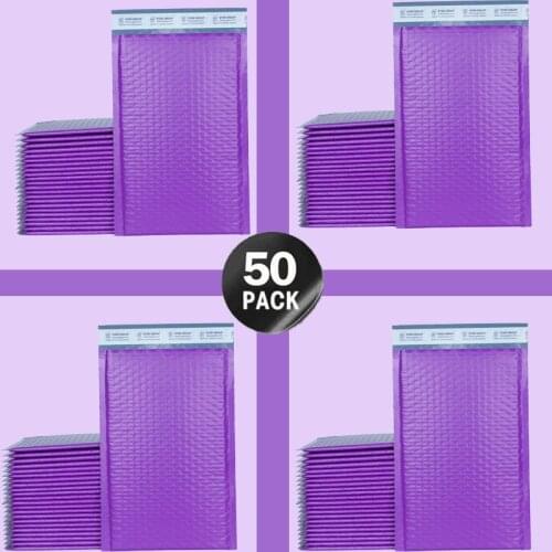50Pcs Purple Packaging Bag For Business Bubble Mailers Padded Envelopes Shipping Envelopes Package Bag For Business Black Pink