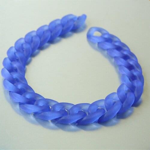 80pcs Matte Blue Acrylic Curb Chain Links, Translucent Plastic Curb Chain Links, Open Link per Size 23mmx16mm