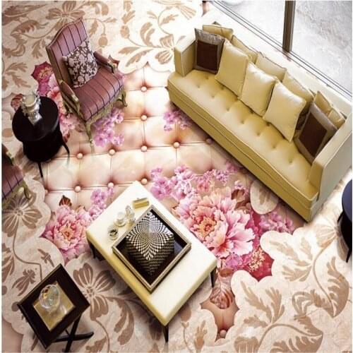 Beibehang Custom paste 3d rich peony relief stone parquet pvc thick wear-resistant ultra-green flooring tiles