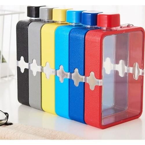 Flat Water Paper Water Bottle With Rope, 380ml Portable Personality Sports Bottle Square Simple Portable Fitness Cup