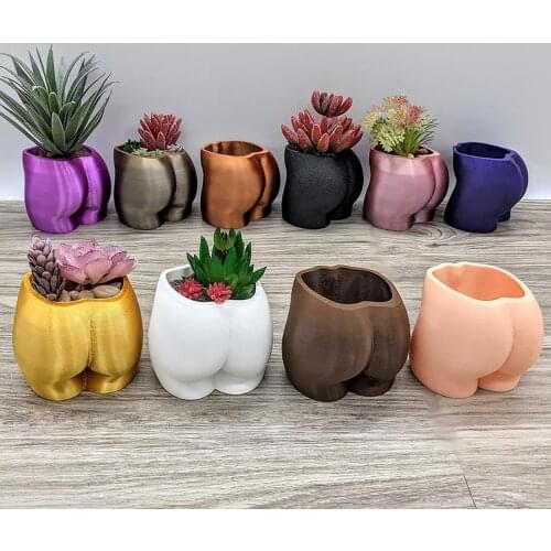 Buttocks Shape Resin Flowerpot in 9 Colors Solid Simple Style Ornaments for Desktop Colourful Plant Flower Pot Garden Home Decor