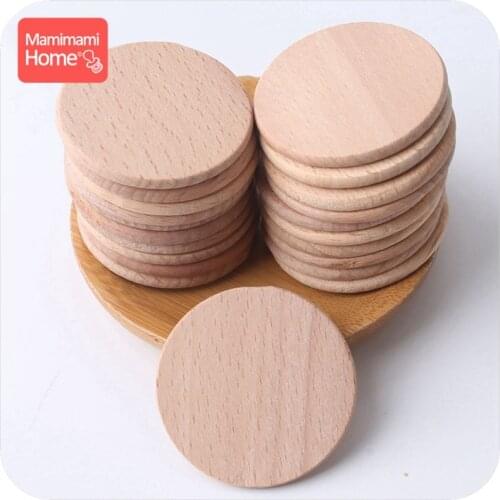 Mamihome 500pc 37mm Baby Wooden Blank Teether Discs Beech Coins BPA Free DIY Pacifier Pendant ChildrenS Goods Chew Wooden Chip