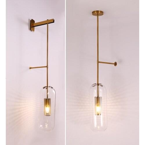 Designer Originality Minimalist Restaurant A Living Room Bedroom Bedside Hotel Club Background Wall Lengthen Glass Wall Lamp