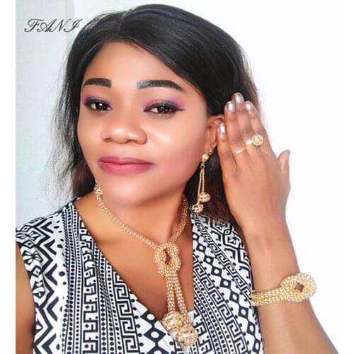 Fani Exquisite Dubai gold colorful Jewelry Set Wholesale Nigerian Woman Wedding Luxury Fashion African Bridal Jewelry Set Brand