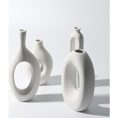 Nordic Ins Ceramics Vase Ornaments Living Room Flower Arrangement Container Art Dried Flowers Vases Home Decorations Accessories