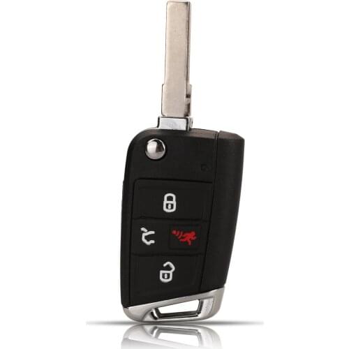 Kutery Remote Car Key Shell For VW Volkswagen Golf GTI Tiguan Teramont Tharu Tayron 4Buttons With HU66 Blade Key Case Cover