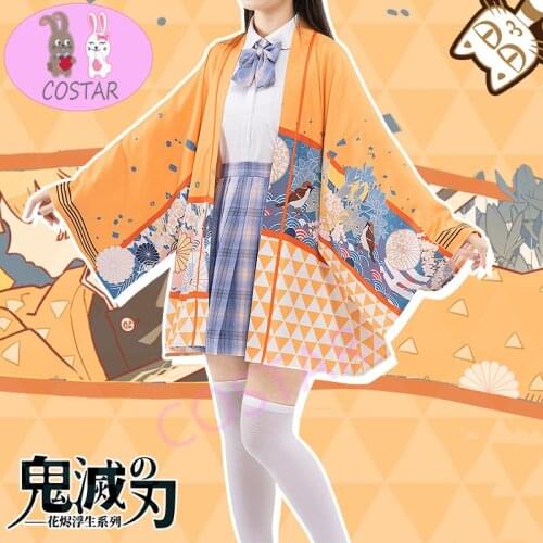COSTAR Anime Demon Slayer Kimetsu no Yaiba Tanjirou Nezuko Zenitsu Kochou Shinobu Haori Outfit Jacket Coat Top Cosplay Costume