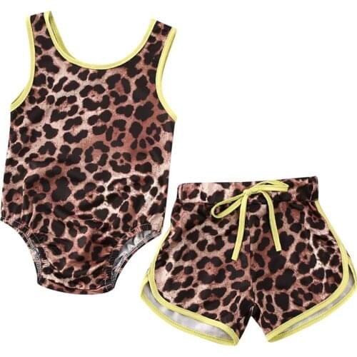 2020 Hot Newborn Baby Girls 2Pcs Swimwear Leopard Print Sleeveless Bikini Set Toddler Summer Beach Swimsuit Holiday Bathing Suit