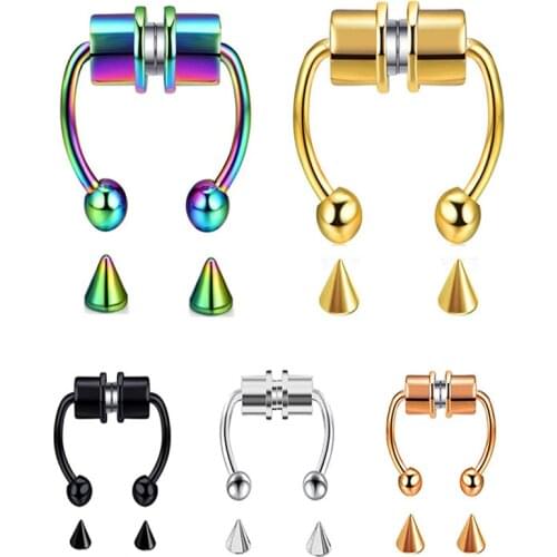 Magnetic false nose ring stainless steel titanium steel nose ring non-perforated horse tellurium-shaped trend personality