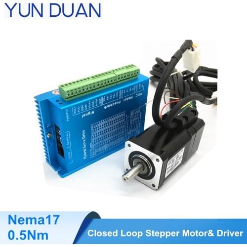 2 Phase closed loop stepper motor 0.5Nm Nema17 driver kit 75Oz-in Hybrid encoder simple servo stepper motor with HB808C driver