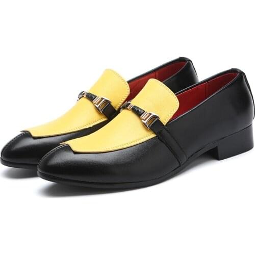 Newest Style Handmade Patchwork Man Shoes Luxury Business Social Leather Shoes Nightclub Party Dress Shoes Loafers Plus Size 48