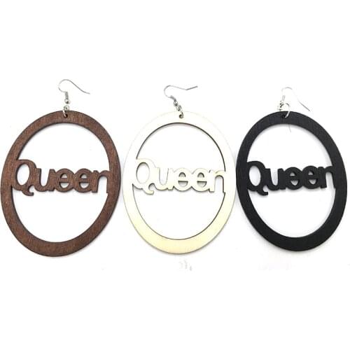 Newest Queen Wood Earrings with Natural/black and brown color available