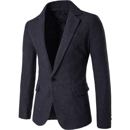 2021 New Blazers for Men Fashion Casual Stripe Blazer Gentlmen Coats Business Men Woolen Cloth Suit Jacket Slim Fit Outwear Coat