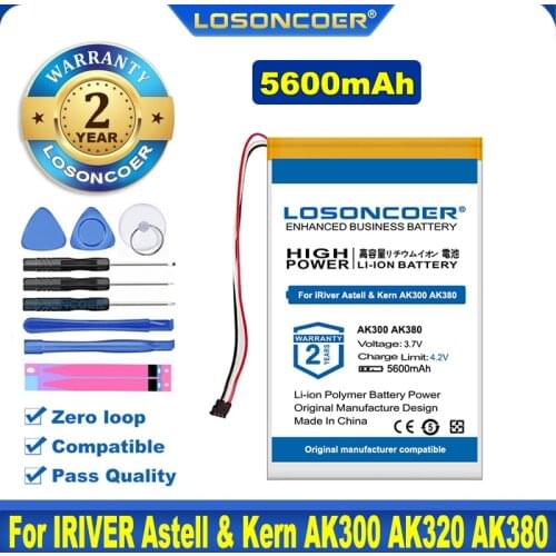 100% Original LOSONCOER 5000mAh PR-754680N Battery For IRIVER Astell & Kern AK300 AK320 AK380 Player Batteries