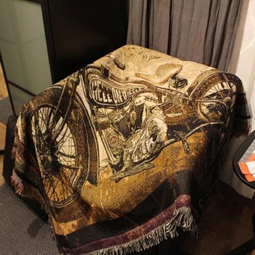 Aggcua Motorcycle Bar throw Blanket knitted Art Tapestry Decorative sofa Blanket Cotton bed Cover Travel Picnic mat Europe rug