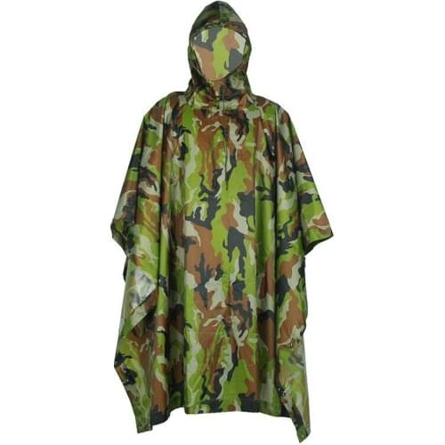 Outdoor Cycling Sports Camping PVC Waterproof Camouflage Hooded Poncho Men Women Riding Climbing Jungle Hunting Gear Raincoat