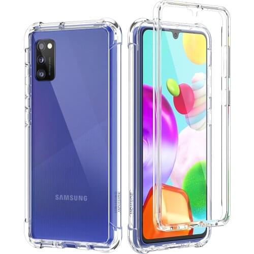 Transparent case For Samsung Galaxy A41 A11 Ultra Thin 2 in 1 TPU hard PC Bumper Cover silicone Clear 360 full hard protection