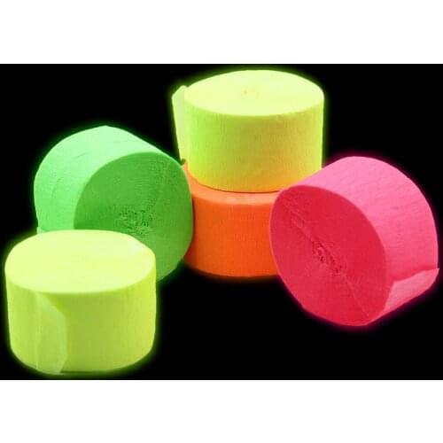 1Roll Glow Party Crepe Paper Streamer Roll Fluorescent Streamers for Hen Graduation Halloween Wedding Birthday Party Decorations