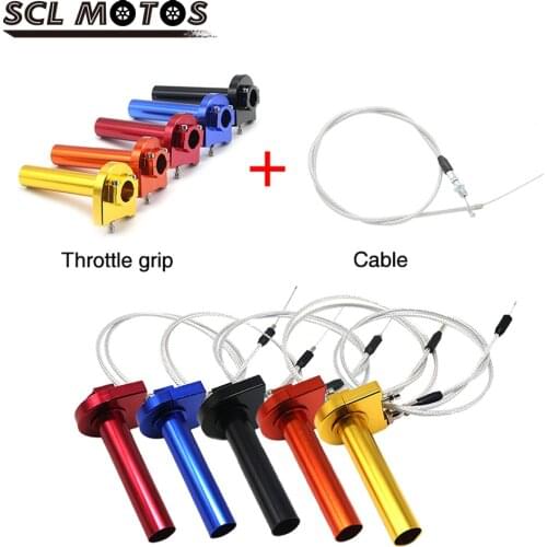 SCL MOTOS Universal 22mm 7/8" Motorcycle Throttle Twist Grip CNC Aluminum Gas Handle Grip Throttle Knob With Cable For Motorbike