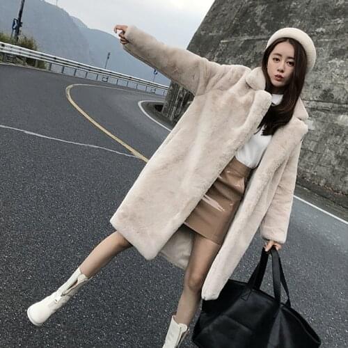 High Quality Winter Fur Coat 2021 Mid-length Soft Faux Plush Fur Jacket Sobretudo Feminino Womens New Elegant Keep Warm Outwear