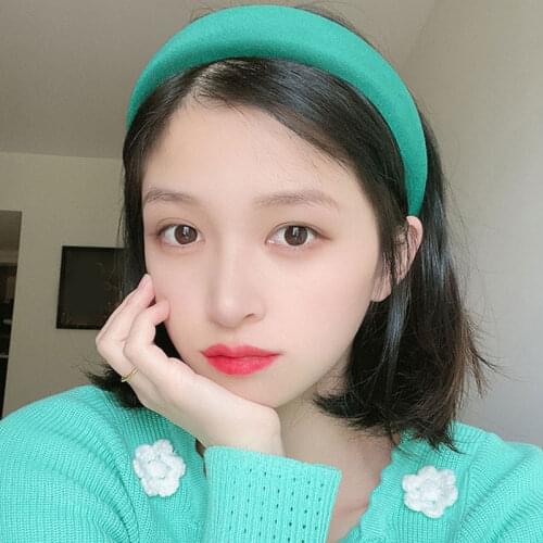 Women Vintage Padded Headbands Candy-colored Wide Bezel Hairbands Thick Hair Hoop Girls Simple Sponge Hairband Hair Accessories