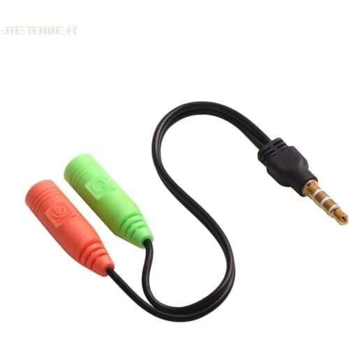 300PCS/LOT 1 Male to 2 Female 3.5mm AUX Extension Headphone Mic Audio Splitter Cable Y Splitter Adapter for HTC One for iPod MP3