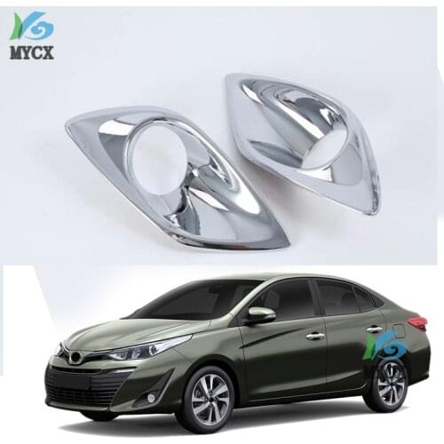 Car Accessories Exterior Decoration ABS Chrome Front Fog Lamp Light Cover Trims For Toyota Vios Sedan 2019 Car-styling