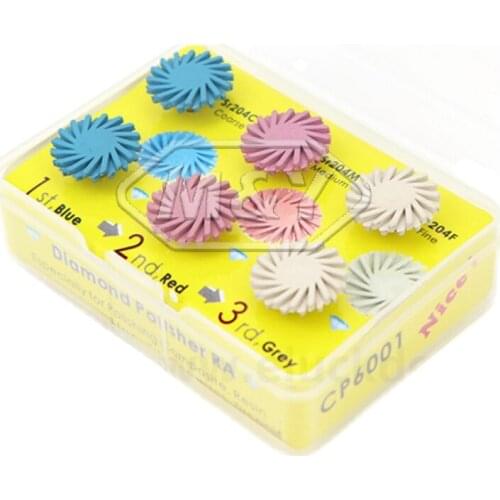 6pcs/Box Dental Composite Polishing Diamond System RA Disc 14mm Wheel Oral Hygiene Teeth Polisher Kits Spiral Flex Brush