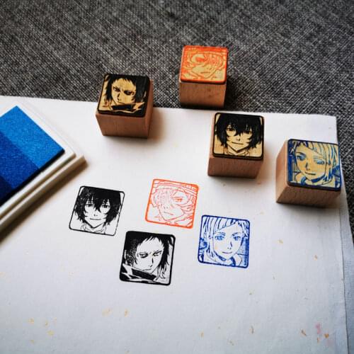 Anime Bungo Stray Dogs Wooden Stamps Cosplay Props Nakajima Atsushi Dazai Osamu