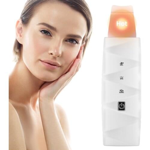 45°C Heat Skin Scrubber Facial Ultrasonic Skin Scrubber Electric Peeling Shovel Pore Cleaner Face Lifting Thermal Care
