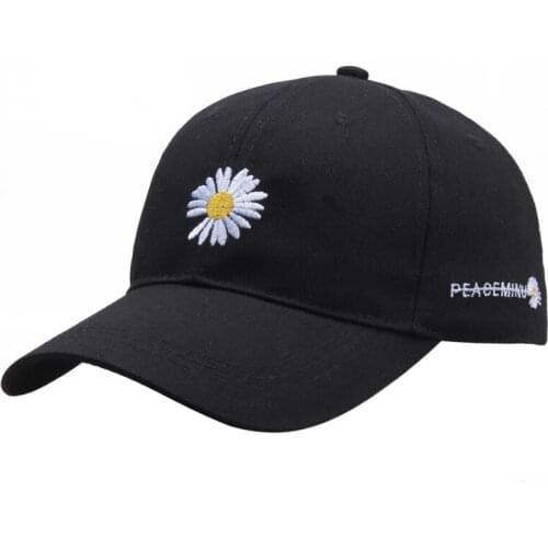 New Cotton Baseball Cap Chrysanthemum Pattern Caps Men Women Daisy Embroidery Cap Outdoor Adjustable Sports Hat Cap