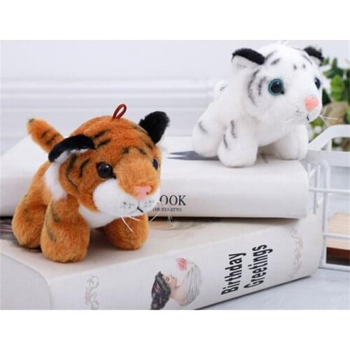 Zoo Baby Tiger Keychain Plush Pendant Zero Wallet Cute Key Chain White Doll Puppet Bag Hanging Decoration Keyring Children Gift