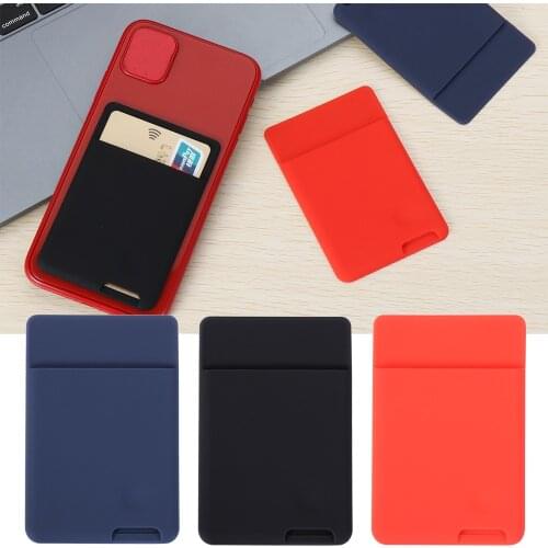 Universal Self-Adhesive Sticker Card Sleeves Phone Wallet Case Stick On ID Credit Card Holder Elastic Silicone Cellphone Pocket